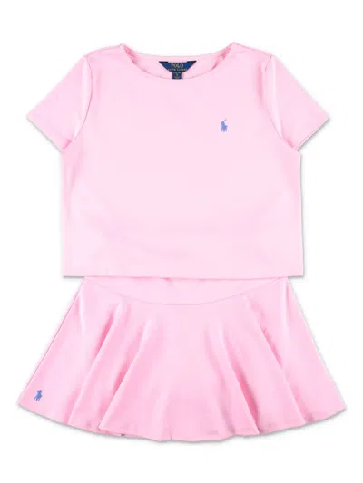 Polo Ralph Lauren Kids' Polo Pony-embroidered T-shirt And Skort Set In Pink