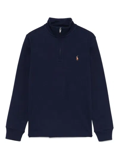 Polo Ralph Lauren Kids' Big Boys Cotton Interlock Quarter-zip Pullover Shirt In Refined Navy