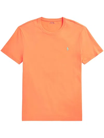 Polo Ralph Lauren Custom Slim Fit Jersey Crewneck T-shirt Man T-shirt Orange Size Xl Cotton In Orange