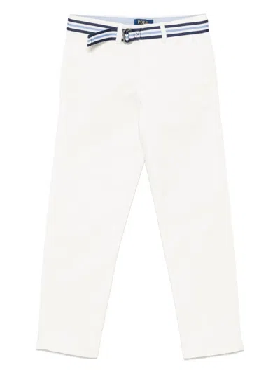Polo Ralph Lauren Kids' Polo Pony-embroidered Trousers In White