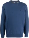 Polo Ralph Lauren Navy Blue Fine Knit Crew Neck Sweater In Blue