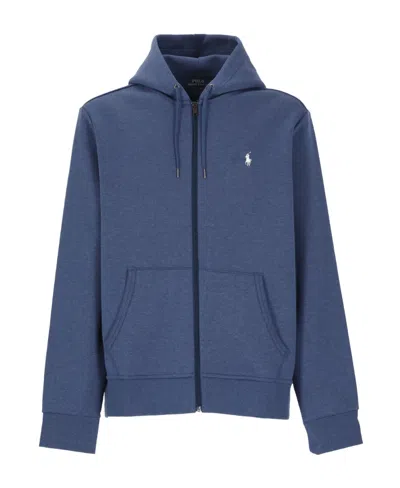 Polo Ralph Lauren Polo Pony-embroidered Zip-up Hoodie In Blue