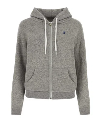 POLO RALPH LAUREN POLO RALPH LAUREN LOGO EMBROIDERED ZIPPED DRAWSTRING HOODIE