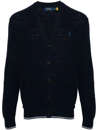 Polo Ralph Lauren Polo Pony-embroidery Cardigan In Blue