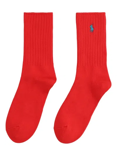 Polo Ralph Lauren Polo Pony-embroidery Cotton Socks In Red