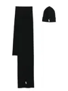 Polo Ralph Lauren Polo Pony Embroidery Scarf Set In Black