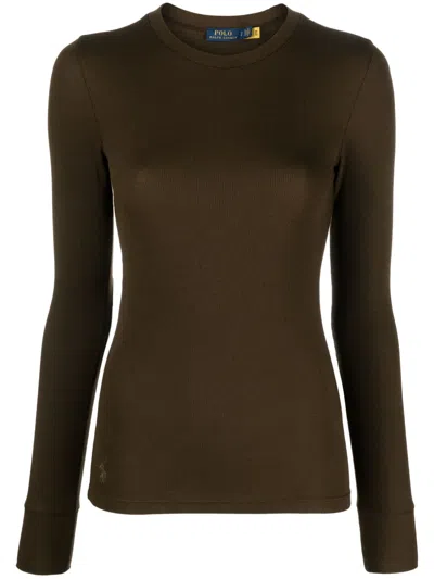 Polo Ralph Lauren Polo Pony Fine-knit Jumper In Brown