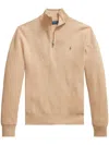 Polo Ralph Lauren Polo Pony Half-zip Sweatshirt In Camel Melange