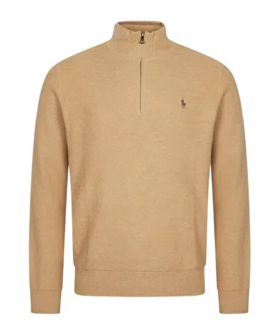 Polo Ralph Lauren Polo Pony Half-zip Jumper In Nude