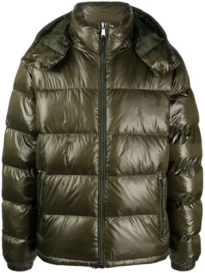 Polo Ralph Lauren Polo Pony Hooded Padded Jacket In Green