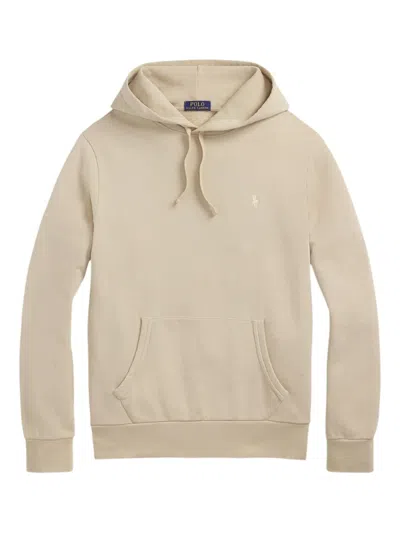 Polo Ralph Lauren Mens Vintage Khaki Double Knit Tech Cotton-blend Hoody In Brown