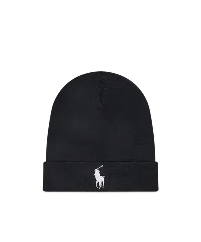 Polo Ralph Lauren Polo Pony Knit Beanie Hat In Black