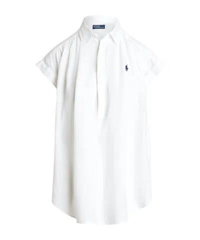 POLO RALPH LAUREN POLO RALPH LAUREN POLO PONY EMBROIDERED CURVED HEM BLOUSE