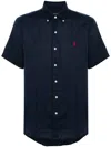 Polo Ralph Lauren Piece Dye Linen Short Sleeve Button-down Shirt In 蓝色
