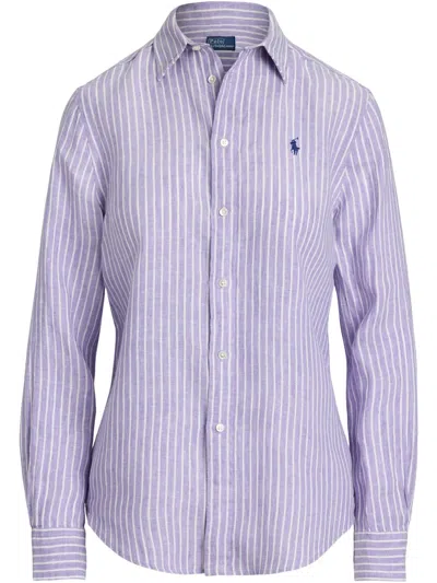 Polo Ralph Lauren Lilac Oxford Shirt In Gray