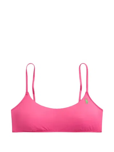 Polo Ralph Lauren Polo Pony Logo-embroidered Bikini Top In Pink