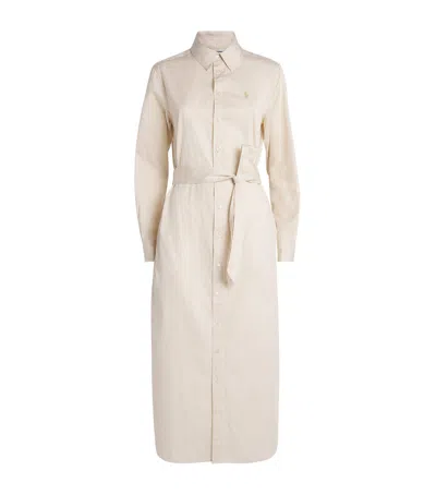 Polo Ralph Lauren Polo Pony Midi Shirt Dress In Neutral