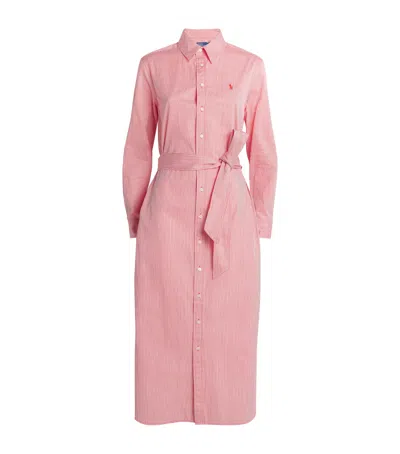 Polo Ralph Lauren Polo Pony Midi Shirt Dress In Pink