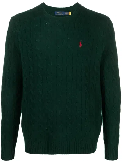 Polo Ralph Lauren Wool-cashmere Cable-knit Sweater In Green