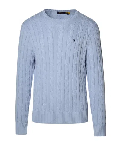Polo Ralph Lauren Logo-embroidered Cable Knit Sweater In Blue