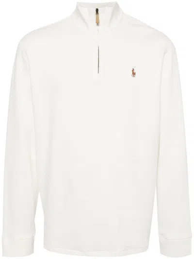 Polo Ralph Lauren Polo Pony Half-zip Sweatshirt In Neutrals