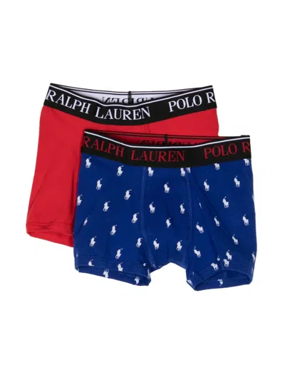Polo Ralph Lauren Kids' Polo Pony-motif Pack-of-two Boxers In Red