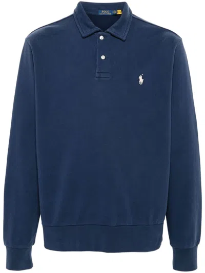 Polo Ralph Lauren Logo-embroidered Cotton-jersey Sweatshirt In Blue