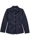 Polo Ralph Lauren Quilted Barn Jacket With Corduroy Collar In Blue