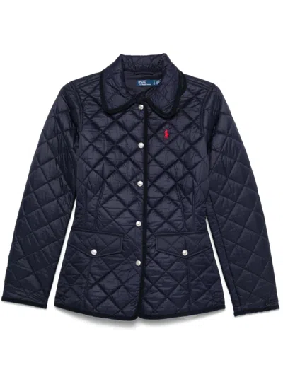 Polo Ralph Lauren Corduroy Collar Quilted Barn Jacket In Blue