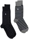 Polo Ralph Lauren Polo Pony-motif Socks (pack Of Two) In Blue