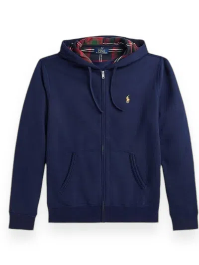 Polo Ralph Lauren Polo Pony-motif Zipped Hoodie  In Blue