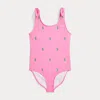 Polo Ralph Lauren Polo Pony One-piece Swimsuit In Laguna Pink/tiller Green