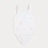 Polo Ralph Lauren Kids' Polo Pony One-piece Swimsuit In White W/multi Color Pp