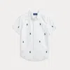 Polo Ralph Lauren Little Boy's & Boy's Logo Embroidered Oxford Short-sleeve Shirt In White/navy