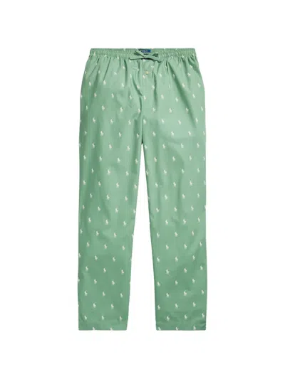 Polo Ralph Lauren Polo Pony Patterned Drawstring Pajamas In Green
