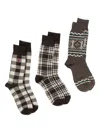 Polo Ralph Lauren Polo Pony Plaid Socks (set Of Three) In Multi