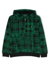 Polo Ralph Lauren Polo Pony Plaid Zip-up Hoodie In Black
