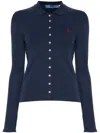 Polo Ralph Lauren Womens Newport Navy Brand-embroidery Long-sleeve Cotton-jersey Polo Shirt In 蓝色