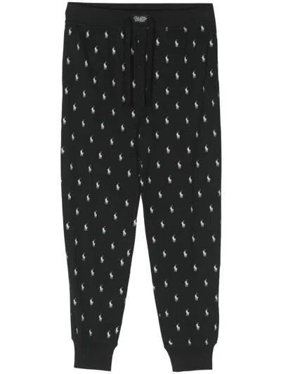 Polo Ralph Lauren Polo Pony Print Cotton Joggers In Black