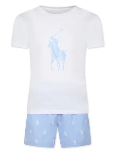 Polo Ralph Lauren Kids' Polo Pony-print Cotton Pyjama Set In White