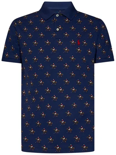 Polo Ralph Lauren Polo Pony Printed Slim Fit Polo Shirt In Blue