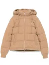 Polo Ralph Lauren Cable-knit Wool And Cashmere Down Jacket In Brown