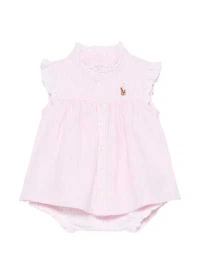 Polo Ralph Lauren Babies' Polo Pony Ruffled Dress And Bloomer Set In Pink