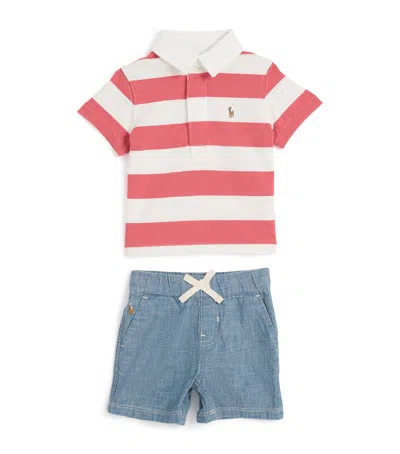Polo Ralph Lauren Kids' Polo Pony Rugby Shirt And Shorts Set In Multi