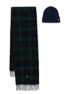 Polo Ralph Lauren Polo Pony Scarf And Beanie Set In Blue