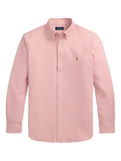 Polo Ralph Lauren Long Sleeve Sport Shirt With Button-down Collar In Pink