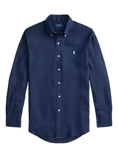 Polo Ralph Lauren Long Sleeve Shirt Button Cuffs Collar In Blue