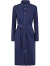 Polo Ralph Lauren Button-down Belted Shirtdress In Blue