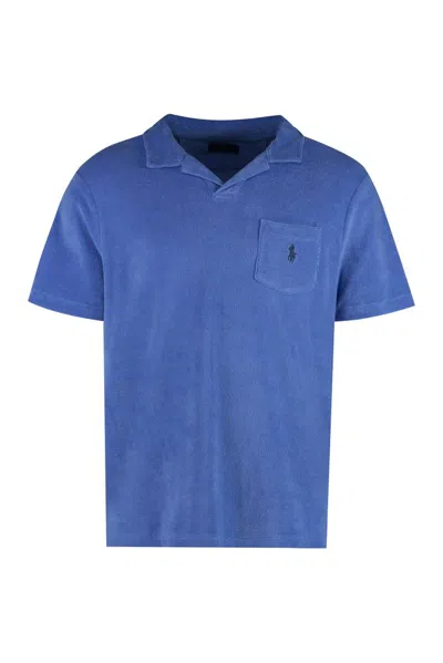 Polo Ralph Lauren Polo Pony Short Sleeved Terry Polo Shirt In Blue