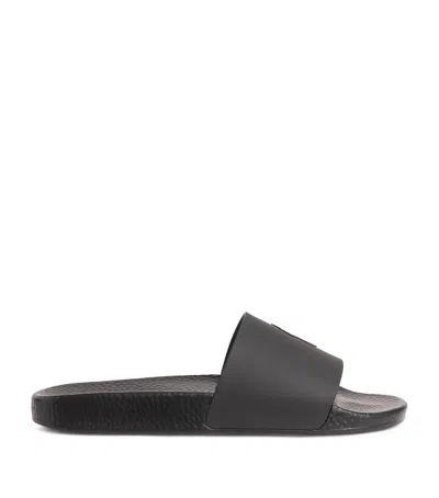 Polo Ralph Lauren Logo Detailed Open-toe Slides In Black